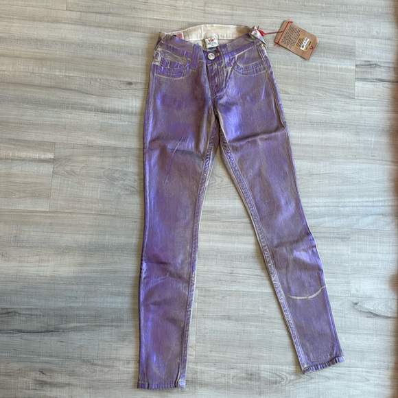 True Religion Denim - True religion women skinny jeans pants Metallic Spray authentic size 23 NWT SALE